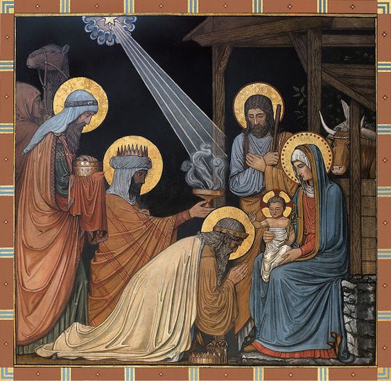 The star shines on the Christ Child in the Blessed Virgin Mary's Arms