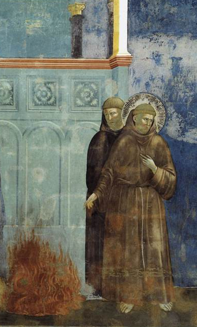 The Trial by Fire St. Francis offers to walk through fire to convert the Sultan of Egypt 1296 - 1297